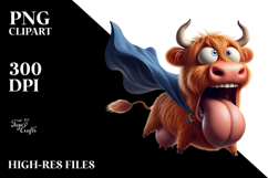 Highland Cow with Superhero Cape, Transparent PNG Product Image 2