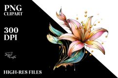 Abstract Stained Lily in Retro Frame, Transparent PNG Product Image 2