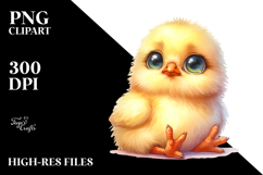 Watercolor Big Eyes Goofy Teeth Baby Chick Sitting Product Image 2