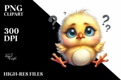 Watercolor Big Eyes Goofy Teeth Baby Chick Sitting Product Image 3