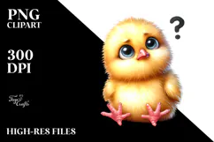 Watercolor Big Eyes Goofy Teeth Baby Chick Sitting Product Image 2