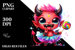 Adorable Demon with Lollipop PNG Product Image 2