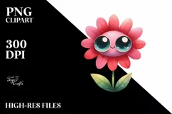 Simple Funny Flower with Big Eyes, Transparent PNG Product Image 3