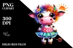 Crazy Baby Cow Summer Clipart Product Image 1