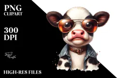 Funny Baby Cow with Sunglasses, PNG Product Image 2