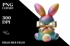 Colorful Sitting Bunny PNG Product Image 2