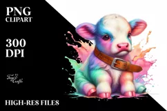 colorful Cow with Belt PNG Product Image 3