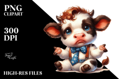Baby Cow with Bow and Tie, High-Res PNG Product Image 2