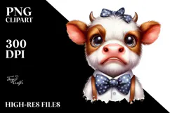 Baby Cow with Bow and Tie, High-Res PNG Product Image 2