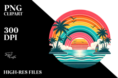 Retro Tropical Rainbow Sunset Tshirt Product Image 2