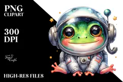 Cute Baby Frog with Astronaut Helmet, PNG Product Image 2