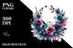 Abstract Whreath Black Roses Clipart Product Image 1