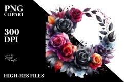 Abstract Whreath Black Roses Clipart Product Image 3