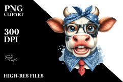 Cow Cow Portrait with Fancy es | Summer Clipart Product Image 1