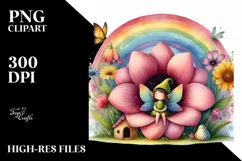 Fairy House, Large Flower, Striking Rainbow | Clipart Product Image 3