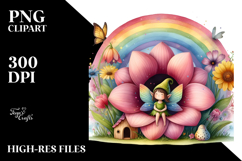 Fairy House, Large Flower, Striking Rainbow | Clipart Product Image 2