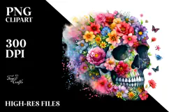Vibrant Skull Made of Spring Flowers PNG Product Image 2