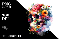 dFloral Skull Painting PNG Product Image 2
