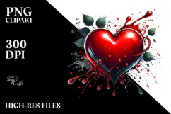 Red Glossy Heart Digital Painting PNG Product Image 2