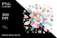 Colorful Boho Flower with Heart Petals PNG Product Image 2