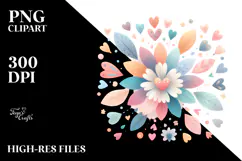 Colorful Boho Flower with Heart Petals PNG Product Image 2
