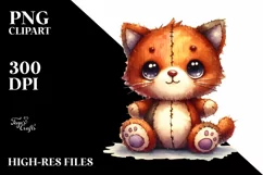 Colorful Baby Old Plush Cat | Clipart Product Image 3