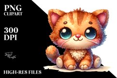 Cute Brownish Plush Cat | Colorful Watercolor Product Image 3