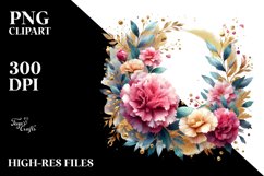 Vibrant Horizontal Frame with Small Carnation | Sublimation Product Image 1