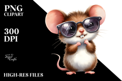 Watercolor Funny Mouse Standing Sunglasses Sublimation Product Image 2