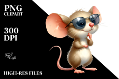 Watercolor Funny Mouse Standing Sunglasses Sublimation Product Image 2
