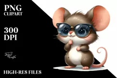 Funny Baby Mouse Standing Watercolor Clipart Product Image 1