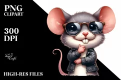 Funny Baby Mouse Standing Watercolor Clipart Product Image 3