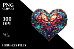 Stained Heart with Metalic Insertions PNG Product Image 2