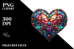 Stained Heart with Metalic Insertions PNG Product Image 2