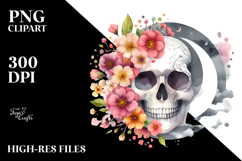 Modern Skull Flowers PNG Product Image 2