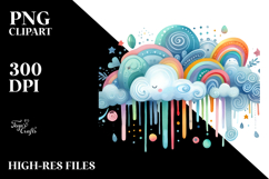 Vibrant Colorful Cloud Watercolor PNG Product Image 2