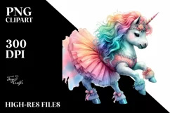 colorful Unicorn Wearing Tutu PNG Product Image 3