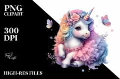 colorful Unicorn Wearing Tutu PNG Product Image 1