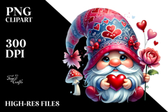 Valentines Gnome with Heart Sunglasses PNG Product Image 2