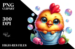 Smiling Baby Rooster with Bubble Bucket PNG Product Image 2