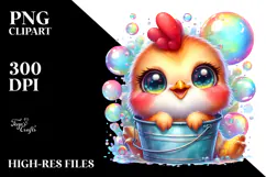 Smiling Baby Rooster with Bubble Bucket PNG Product Image 2