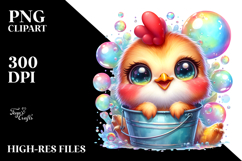Smiling Baby Rooster with Bubble Bucket PNG Product Image 2