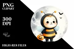 Cute Baby Bee with Halloween Costume, Transparent PNG Product Image 1