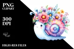 Snail Pastel Crown Roses Daisies | Sublimation | Clipart Product Image 1