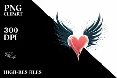 Simple Heart with Wings, High-Res PNG Product Image 2