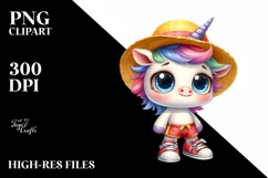 a Baby Unicorn with Sun Hat Clipart Product Image 3