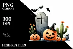 Simple Funny Halloween Clipart with Tombstone, High-Res PNG Product Image 3