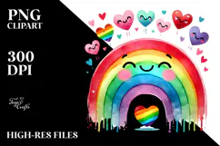 Colorful Baby Rainbow with Hearts PNG Product Image 2