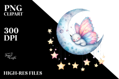butterfly moon stars clipart Product Image 2
