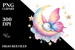 butterfly moon stars clipart Product Image 2